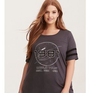 torrid 1981 world tour  football tee size 1x women